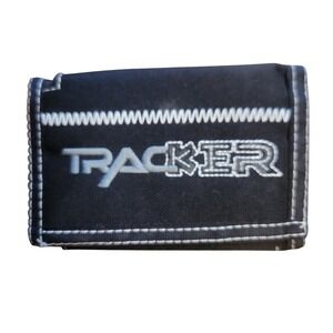 Y2k Tracker Black Tri Fold Wallet Zipper‎ Coin Pocket Durable Canvas Stitching